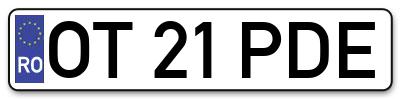 Placuta inmatriculare numar auto  OT-21-PDE, OT 21 PDE, OT21PDE