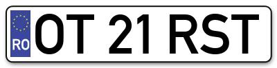 Placuta inmatriculare numar auto  OT-21-RST, OT 21 RST, OT21RST