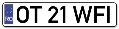 Placuta inmatriculare numar auto  OT-21-WFI, OT 21 WFI, OT21WFI