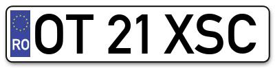 Placuta inmatriculare numar auto  OT-21-XSC, OT 21 XSC, OT21XSC