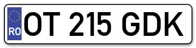 Placuta inmatriculare numar auto  OT-215-GDK, OT 215 GDK, OT215GDK