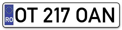 Placuta inmatriculare numar auto  OT-217-OAN, OT 217 OAN, OT217OAN