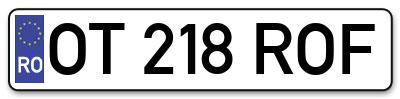 Placuta inmatriculare numar auto  OT-218-ROF, OT 218 ROF, OT218ROF