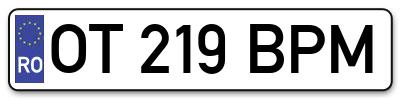 Placuta inmatriculare numar auto  OT-219-BPM, OT 219 BPM, OT219BPM
