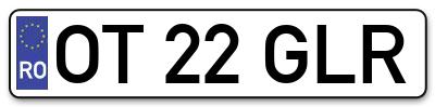 Placuta inmatriculare numar auto  OT-22-GLR, OT 22 GLR, OT22GLR