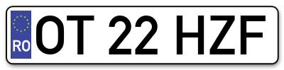 Placuta inmatriculare numar auto  OT-22-HZF, OT 22 HZF, OT22HZF