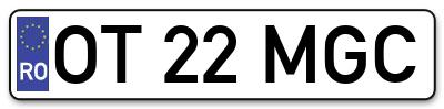 Placuta inmatriculare numar auto  OT-22-MGC, OT 22 MGC, OT22MGC