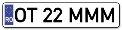 Placuta inmatriculare numar auto  OT-22-MMM, OT 22 MMM, OT22MMM
