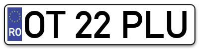 Placuta inmatriculare numar auto  OT-22-PLU, OT 22 PLU, OT22PLU