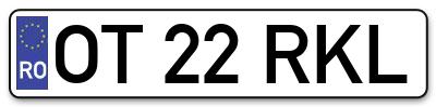 Placuta inmatriculare numar auto  OT-22-RKL, OT 22 RKL, OT22RKL