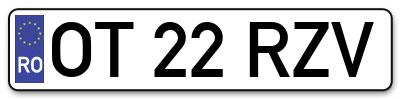 Placuta inmatriculare numar auto  OT-22-RZV, OT 22 RZV, OT22RZV
