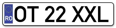 Placuta inmatriculare numar auto  OT-22-XXL, OT 22 XXL, OT22XXL