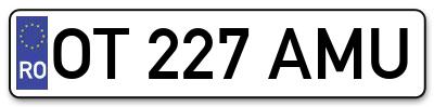 Placuta inmatriculare numar auto  OT-227-AMU, OT 227 AMU, OT227AMU