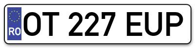 Placuta inmatriculare numar auto  OT-227-EUP, OT 227 EUP, OT227EUP