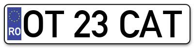 Placuta inmatriculare numar auto  OT-23-CAT, OT 23 CAT, OT23CAT