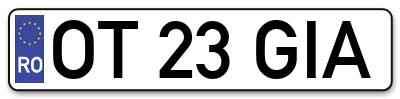Placuta inmatriculare numar auto  OT-23-GIA, OT 23 GIA, OT23GIA