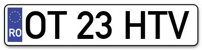 Placuta inmatriculare numar auto  OT-23-HTV, OT 23 HTV, OT23HTV