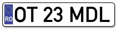Placuta inmatriculare numar auto  OT-23-MDL, OT 23 MDL, OT23MDL