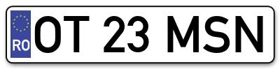 Placuta inmatriculare numar auto  OT-23-MSN, OT 23 MSN, OT23MSN