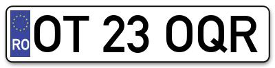 Placuta inmatriculare numar auto  OT-23-OQR, OT 23 OQR, OT23OQR