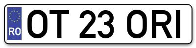 Placuta inmatriculare numar auto  OT-23-ORI, OT 23 ORI, OT23ORI