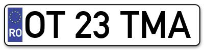 Placuta inmatriculare numar auto  OT-23-TMA, OT 23 TMA, OT23TMA