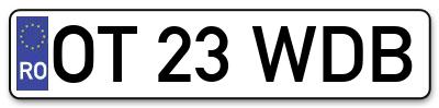 Placuta inmatriculare numar auto  OT-23-WDB, OT 23 WDB, OT23WDB
