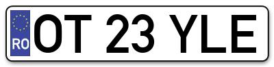 Placuta inmatriculare numar auto  OT-23-YLE, OT 23 YLE, OT23YLE