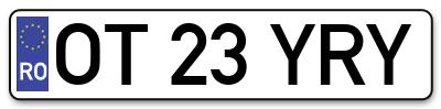 Placuta inmatriculare numar auto  OT-23-YRY, OT 23 YRY, OT23YRY
