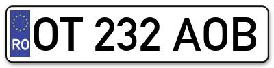 Placuta inmatriculare numar auto  OT-232-AOB, OT 232 AOB, OT232AOB