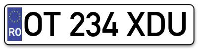 Placuta inmatriculare numar auto  OT-234-XDU, OT 234 XDU, OT234XDU