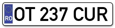 Placuta inmatriculare numar auto  OT-237-CUR, OT 237 CUR, OT237CUR