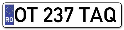 Placuta inmatriculare numar auto  OT-237-TAQ, OT 237 TAQ, OT237TAQ