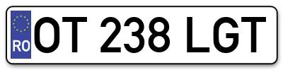Placuta inmatriculare numar auto  OT-238-LGT, OT 238 LGT, OT238LGT
