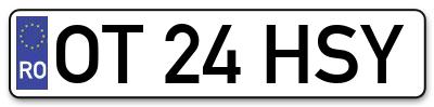 Placuta inmatriculare numar auto  OT-24-HSY, OT 24 HSY, OT24HSY