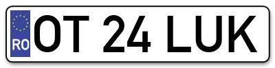 Placuta inmatriculare numar auto  OT-24-LUK, OT 24 LUK, OT24LUK