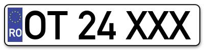 Placuta inmatriculare numar auto  OT-24-XXX, OT 24 XXX, OT24XXX