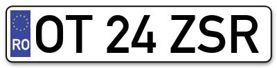 Placuta inmatriculare numar auto  OT-24-ZSR, OT 24 ZSR, OT24ZSR