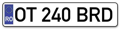 Placuta inmatriculare numar auto  OT-240-BRD, OT 240 BRD, OT240BRD