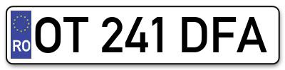 Placuta inmatriculare numar auto  OT-241-DFA, OT 241 DFA, OT241DFA