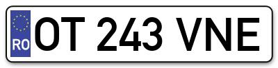 Placuta inmatriculare numar auto  OT-243-VNE, OT 243 VNE, OT243VNE