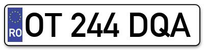 Placuta inmatriculare numar auto  OT-244-DQA, OT 244 DQA, OT244DQA