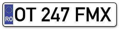 Placuta inmatriculare numar auto  OT-247-FMX, OT 247 FMX, OT247FMX