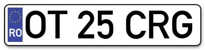 Placuta inmatriculare numar auto  OT-25-CRG, OT 25 CRG, OT25CRG