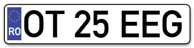 Placuta inmatriculare numar auto  OT-25-EEG, OT 25 EEG, OT25EEG