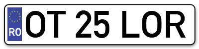 Placuta inmatriculare numar auto  OT-25-LOR, OT 25 LOR, OT25LOR