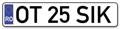 Placuta inmatriculare numar auto  OT-25-SIK, OT 25 SIK, OT25SIK
