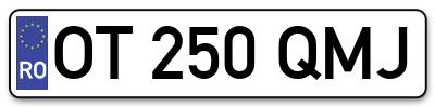 Placuta inmatriculare numar auto  OT-250-QMJ, OT 250 QMJ, OT250QMJ