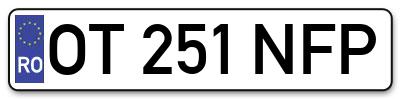 Placuta inmatriculare numar auto  OT-251-NFP, OT 251 NFP, OT251NFP