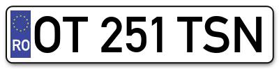Placuta inmatriculare numar auto  OT-251-TSN, OT 251 TSN, OT251TSN